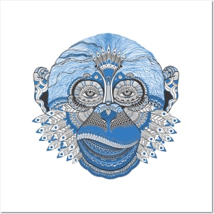 Crazy blue monkey Posters and Art